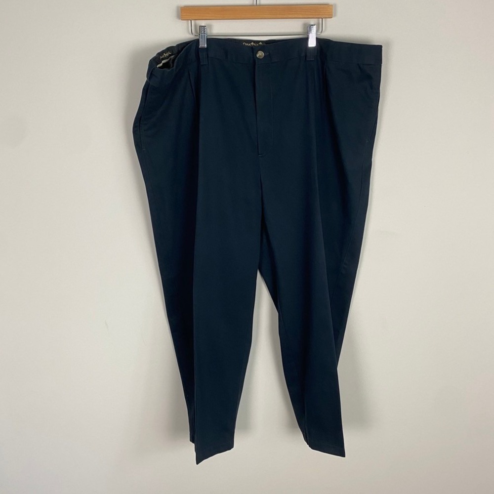 Oak Hill Pleated Chino Pants Mens 50x28 Navy Blue 100% Cotton